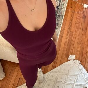 SET Active Deep Maroon Top and Leggings Set